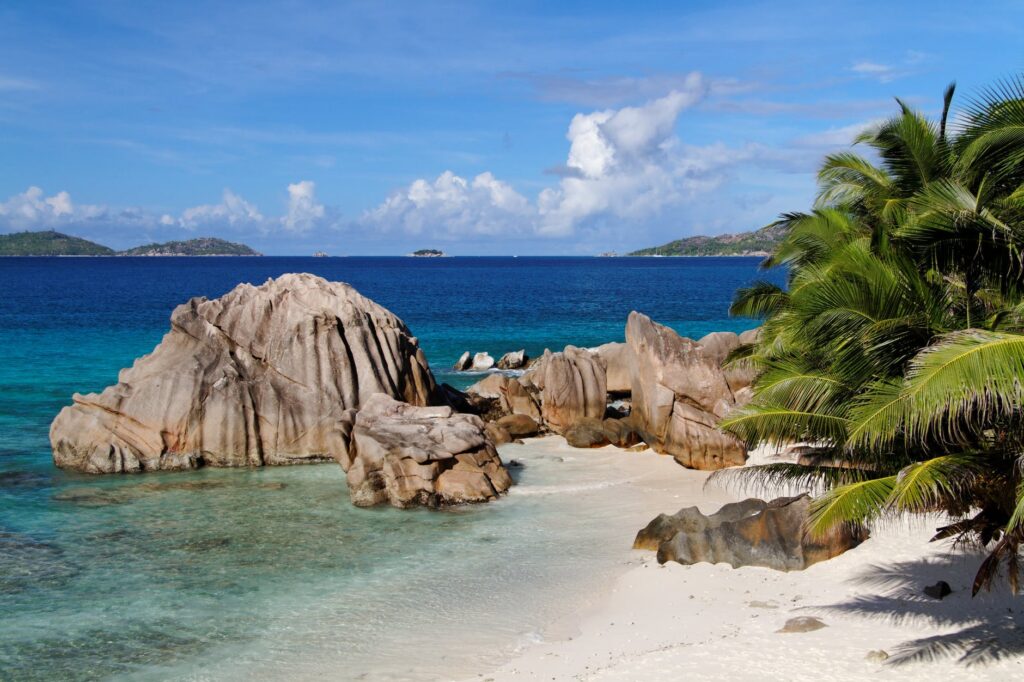 beach vacation sand in Seychelles