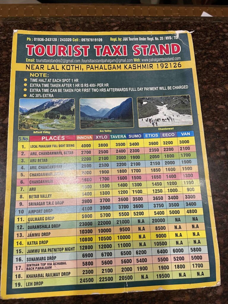 Kashmir taxi brochure 