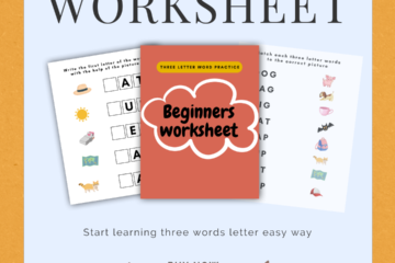 Three-letter word worksheet for beginners