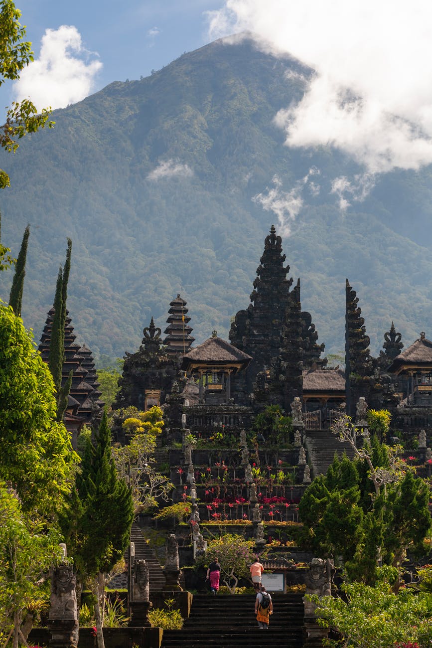 temple with mountain in background