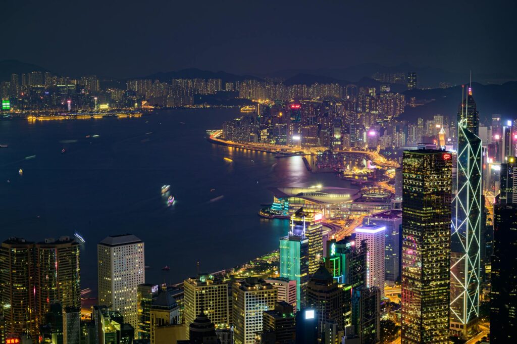 photo of hong kong skyline at night