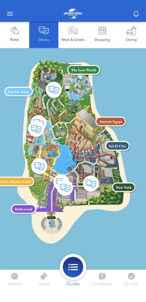 Universal Studio Singapore shows map