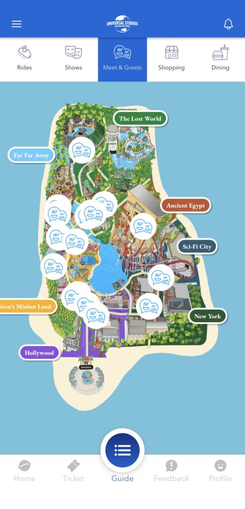Universal Studio Singapore meet & greet map