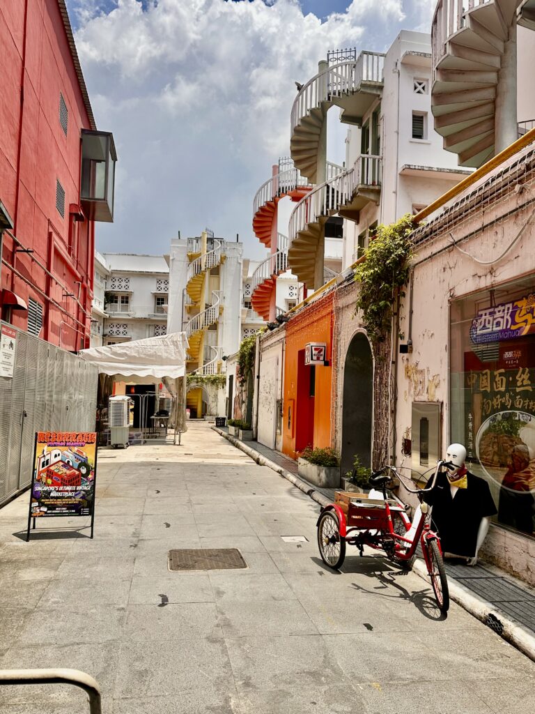 Back street scene of Bugis street market Singapore