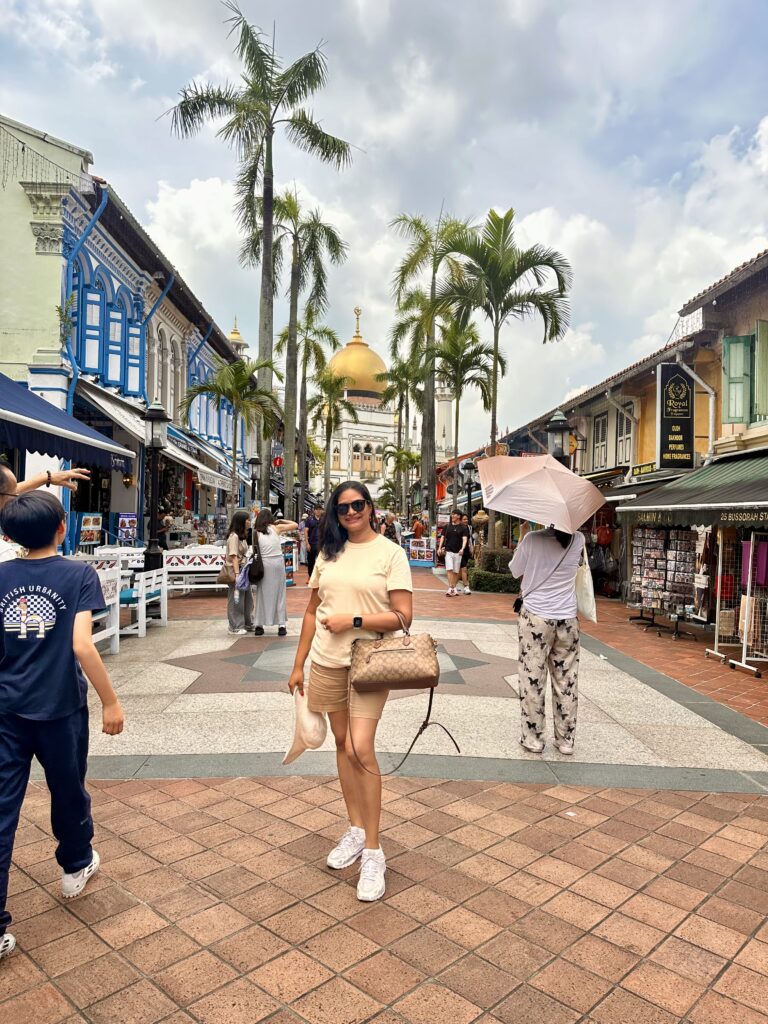 Arab street In Singapore with Sultan Mosque in the back ground.